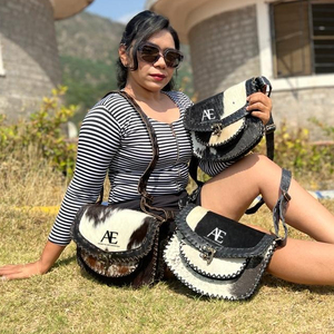 กระเป๋าสะพายพาดลำตัวหนังวัวแท้สไตล์ตะวันตกสำหรับผู้หญิงคุณภาพสูงทันสมัย - Product Image 3