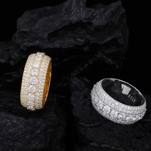 แหวนเพชร VVS Moissanite สีเงิน925 14K 18K สีเหลืองชุบทองกำหนดเองได้ฮิปฮอปเย็นวงแหวนเพชรที่กำหนดเอง - Product Image 2