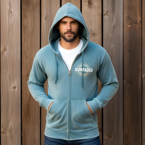 Vintage Sunfaded Zip-Up Hoodie Custom Washed Color para hombres y mujeres Bordado Logo Printing Winter Season Hoodie - Product Image 4