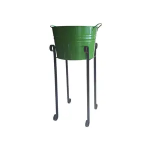 Baignoires industrielles uniques enduites de boisson de Barware de poudre verte, seau à glace pour le refroidisseur de vin avec le baquet de glace populaire de support