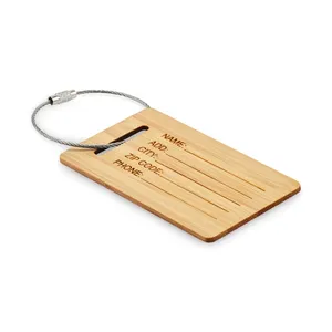Étiquette de bagage en bambou MIO, lanières promotionnelles personnalisées, gadget - Product Image 1