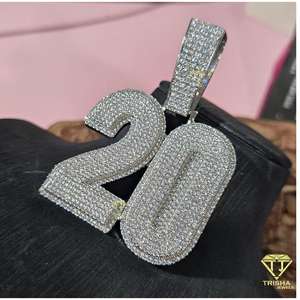 จี้ตัวเลขวันเกิดประดับ925เงินสเตอร์ลิงเครื่องประดับฮิปฮอปเพชร VVS Moissanite - Product Image 4