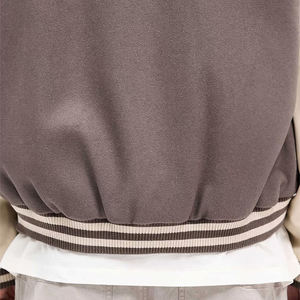 Vintage marron pour la crème Varsity Jacket pour hommes rétro Bomber veste fermeture à glissière élégant collège d'inspiration contraste 100% laine - Product Image 6