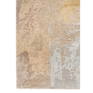 Alfombra Uvenuti de Lana y Seda de Bambú Tejida a Mano, Color Marfil, LRB-1800, Rectangular, Abstracta, para Dormitorio, Hecha a Mano con Técnicas de Viscosa - Product Image 4