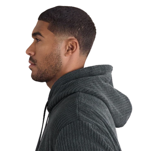 Sweat à capuche côtelé pour homme TOP, en coton mélangé, chaud, décontracté, uni, à manches longues, streetwear, texturé, personnalisé - Product Image 2