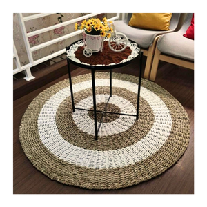Tapis antidérapant écologique de style bohème en jonc de mer naturel rond avec taille personnalisée pour la décoration intérieure fabriqué au Vietnam - Product Image 2