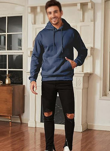 Premium <b>Men</b>’s <b>Blue</b> <b>Hoodie</b> Soft Cotton Blend Casual Wear Comfortable Sweatshirt for Winter Fashion - Product Image 3