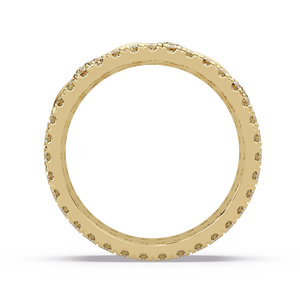 Anillos de Boda Elegantes de Oro Puro de 14K con Diamantes Cultivados en Laboratorio de Corte Redondo y Banda Ancha de Varias Filas para Mujer - Product Image 4