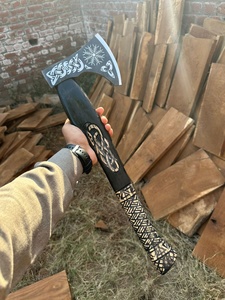 Hacha Vikinga de Doble Hoja de Grado Industrial Steel Craft International, Cabeza de Hacha con Hoja de Acero al Carbono y Mango de Madera para Camping - Product Image 2