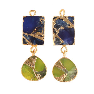 Custom Jewelry Wholesaler Mohave Sapphire <b>Peridot</b> Copper Turquoise Diy Pair Connector <b>Earrings</b> Making Connector Finding Supplier - Product Image 1