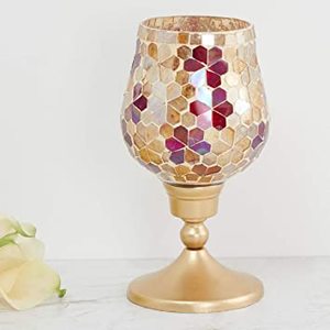 ที่มีคุณภาพดีโมเสคที่ทันสมัยพายุเฮอริเคนเชิงเทียนที่มีแก้วการออกแบบใหม่โลหะโคมไฟเทียนยืนในราคาขายส่ง - Product Image 5