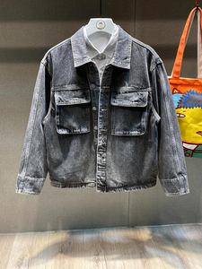 Primavera y otoño nueva tendencia de impresión Hip Hop Casual para hombre Jean conjuntos Denim Jean chaquetas manga completa estilo acanalado áspero - Product Image 2
