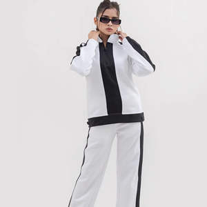 Custom Unisex Winter Solid <b>Short</b> Tracksuit <b>Set</b> Half Zip Pullover Track Pants Two Piece Sportswear Casual Outfit for Men Women - Product Image 1