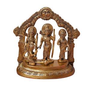 รูปปั้น darbar แรมทองเหลืองสมัยใหม่ขนาด7นิ้วทำด้วยมือพร้อมด้วย Sita MAA laxman หนุมานสำหรับงานแต่งงานของตกแต่งบ้านและของขวัญจากวัดทางจิตวิญญาณ - Product Image 4