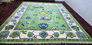 พรมขนสัตว์สีสันสดใสดีไซน์แบบตุรกีขนาด9x12ทำด้วยมือ1ชิ้นสำหรับห้องนั่งเล่น - Product Image 2