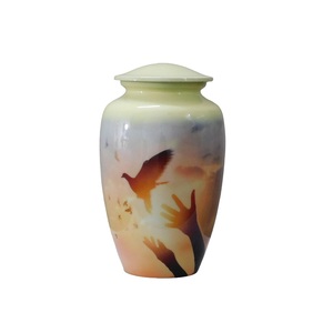 Top Classic Adult Aluminium Cremation Urns Modern Style Metal Funeral Urns With <b>Yellow</b> <b>Sticker</b> Finished For Human Ashes - Product Image 5