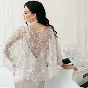 Elegante capa burlesca con hebras de cuentas lentejuelas silueta recta sujeta cuello envoltura festiva para ocasiones de Club hermosa - Product Image 1