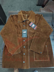 Veste de soudage en cuir hybride robuste personnalisée-Veste FR en coton et cuir suédé 2024. - Product Image 2