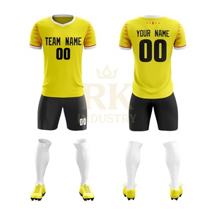 Uniforme de Fútbol Personalizado al por Mayor, Elegante, Amarillo y Negro, Conjunto Completo, Alta Calidad, 100% Poliéster, Secado Rápido, Servicio OEM, Económico - Product Image 1