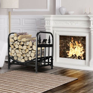 Elegant Black Powder Coated Wood <b>Holder</b> in <b>Metal</b> Perfect for Firewood Storage Rack for Fireplace and Garden Supplies Items - Product Image 6