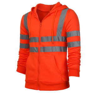 Sweat à capuche de construction personnalisé haute visibilité pour hommes vêtements de travail d'hiver réfléchissants haute visibilité vêtements tricotés avec technique de teinture unie - Product Image 2