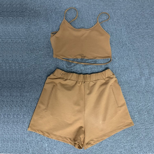 2024 ล่าสุดแฟชั่นการพิมพ์ฤดูร้อนชุดสั้นสบายๆสีทึบผู้หญิงชุดชั้นในและชุดสั้น - Product Image 4