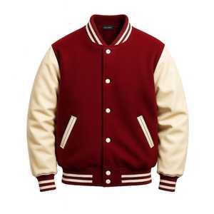 Veste bomber en cuir avec patch brodé en chenille personnalisé OEM, veste de baseball pour homme, veste vintage personnalisée pour homme - Product Image 1