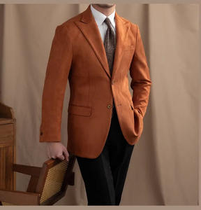 Britannique décontracté col à revers en daim tissu velours costume veste rétro mode costume pour homme - Product Image 4