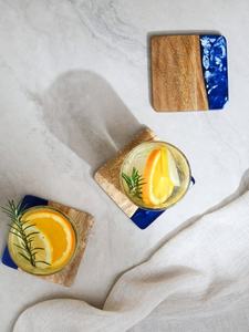 Ocean Look <b>Resin</b> Joint Mango Wood Tea Coaster Sublimation Mats <b>Resin</b> Drink Cup Glass Coasters For Use <b>Table</b> <b>Top</b> Product For Sale - Product Image 2