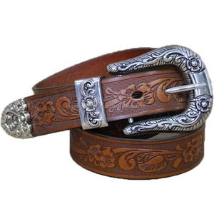 เข็มขัดหนังวัวแท้สลักด้วยมือ3ชิ้นเข็มขัดเครื่องมือหนังตะวันตกดีไซน์แบบย้อนยุคออกแบบได้ตามต้องการ - Product Image 6