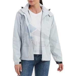 Chaqueta Impermeable Ligera para Mujer, Cortavientos de Softshell con Capucha para Senderismo, Camping y Viajes, Color Gris Claro - Product Image 3