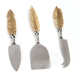 Ensemble de couverts à fromage de luxe en acier inoxydable, finition dorée, Style brindille en relief, poignée faite à la main, outils à fromage - Product Image 5