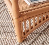 Table basse moderne en rotin naturel avec rangement double couche - Design rectangulaire en cannage tressé pour salon