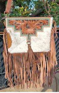 Tendance véritable sac à bandoulière en cuir de vachette fait à la main Style occidental Vintage gland frange réglable bandoulière - Product Image 4