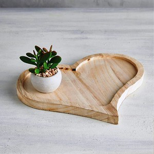 Plateau en bois en forme de coeur Produit de vente chaud Bol décoratif en bois de manguier avec écorce d'arbre fabriqué en Inde - Product Image 5