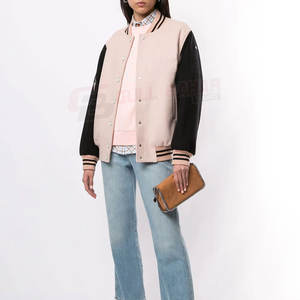 Chaqueta universitaria de inspiración vintage para mujer de estilo urbano, bloqueo de colores llamativos con parches, procesamiento transpirable y terminado - Product Image 2