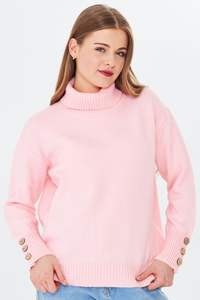 Suéter de punto de invierno detallado con botones de cuello alto para mujer Suéter transpirable cómodo y elegante Servicio ODM/OEM - Product Image 2