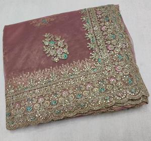 Infloura All-Over Coding Sequence Cut Work Saree for Women Indian & Pakistani Party Clothing with Sequence Border - Product Image 4