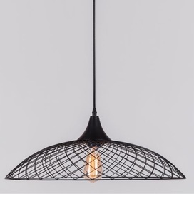 Lámpara colgante de metal redondo de celosía de latón AK en acabado recubierto de polvo negro para decoración interior de hogar y hotel - Product Image 1