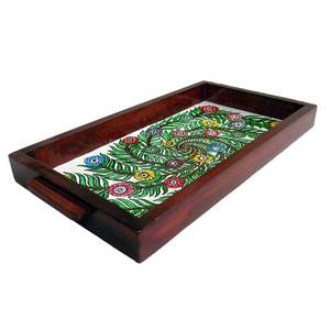 Plateau de Service Design en Bois Imprimé avec Motif Floral Coloré Plateau Décoratif Rond Vintage pour Table Basse de Cuisine - Product Image 4