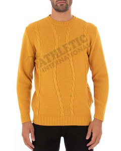 Venta al por mayor mejor venta superior hombres lana 100% algodón logotipo personalizado diseño en blanco cuello redondo suéteres de punto hombres ropa deportiva transpirable - Product Image 2