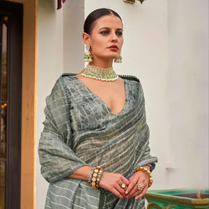 El mejor precio en la nueva colección de Sari de seda de tejido puro con borde de encaje Ropa de fiesta de estilo étnico indio - Product Image 2