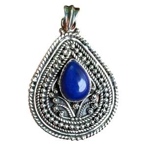 Pendentif en lapis-lazuli de style vintage avec technologie d'incrustation à serti clos - Product Image 1