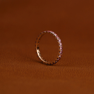 Lujosa plata esterlina chapada en oro rosa corte redondo laboratorio cultivado diamante eternidad completa boda banda clásico lujo boda regalo - Product Image 5