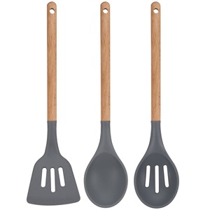 Set di 3 padelle (16+20+24cm) in alluminio pressofuso, per induzione, blu navy Paradise con set di 3 utensili da cucina in silicone e legno - Product Image 5