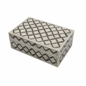 กล่องเก็บเครื่องประดับแบบฝังกระดูก/ฝังกระดูกแบบอินเดียทำจากเรซินทำด้วยมือกล่องเก็บเครื่องประดับโดย S A และ Sons - Product Image 4