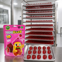 Bonbons gélifiés YoloDuck en forme 3D avec centre juteux au vrai jus, sans gras, saveur fraise