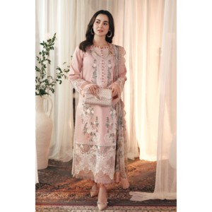 Ensemble 3 pièces Jade : Chemise brodée, dupatta en mousseline imprimée et pantalon pour printemps/été - BIC-4517 - Product Image 1