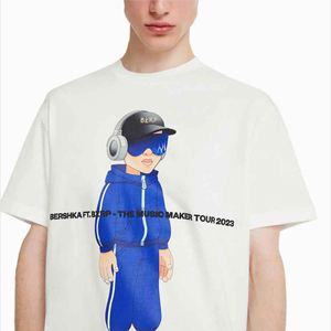 เสื้อยืดผ้าฝ้าย5% อีลาสตินสำหรับผู้ชายเสื้อยืดโอเวอร์ไซส์ผลิตจากโรงงานโดยตรงน้ำหนักมากกำหนดเองพิมพ์ลาย95% - Product Image 4