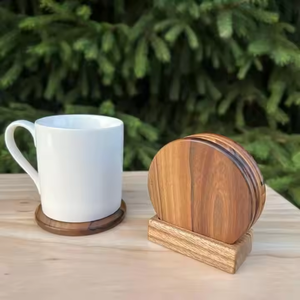 Sous-verre en bois design de forme ronde et carrée avec petit support au prix de vente total par Crescent Crafts - Product Image 5